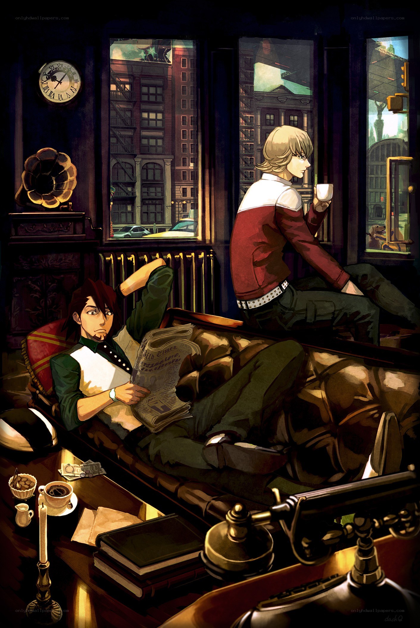 Two men in a vintage office