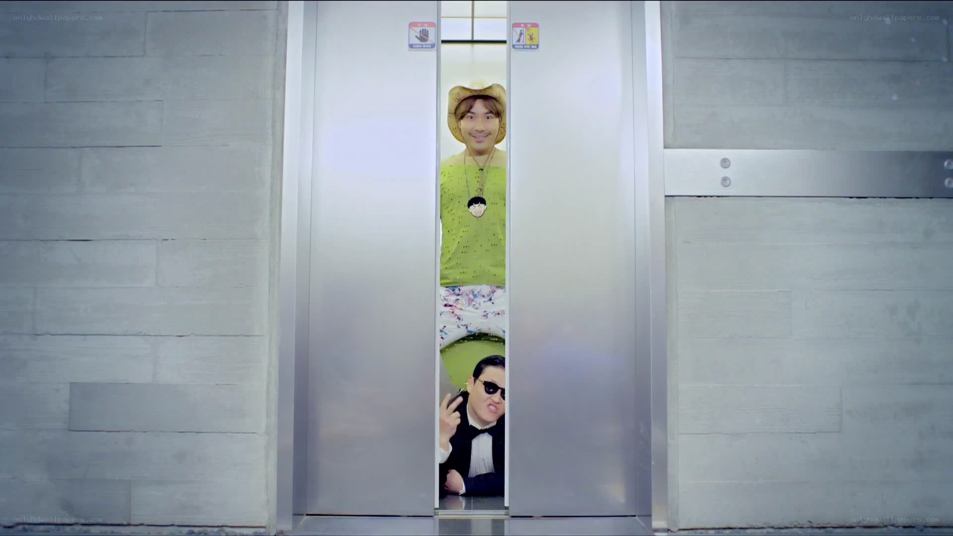 Two men in an elevator