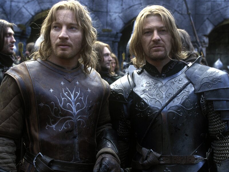 Two Men in Armor — Brown, Serious, Photograph