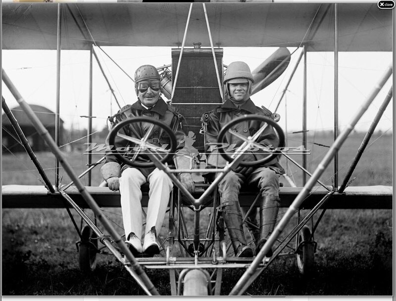 Two Men in Biplane — Black