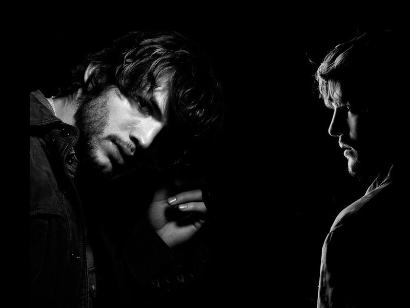 two men in black and white