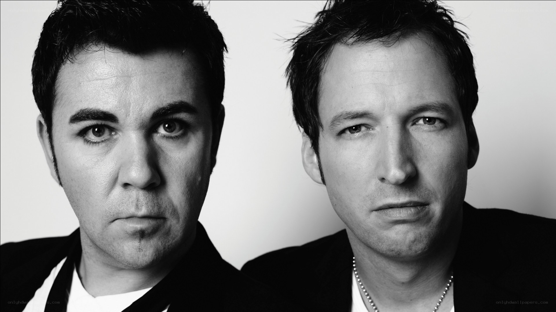 two men in black and white portrait