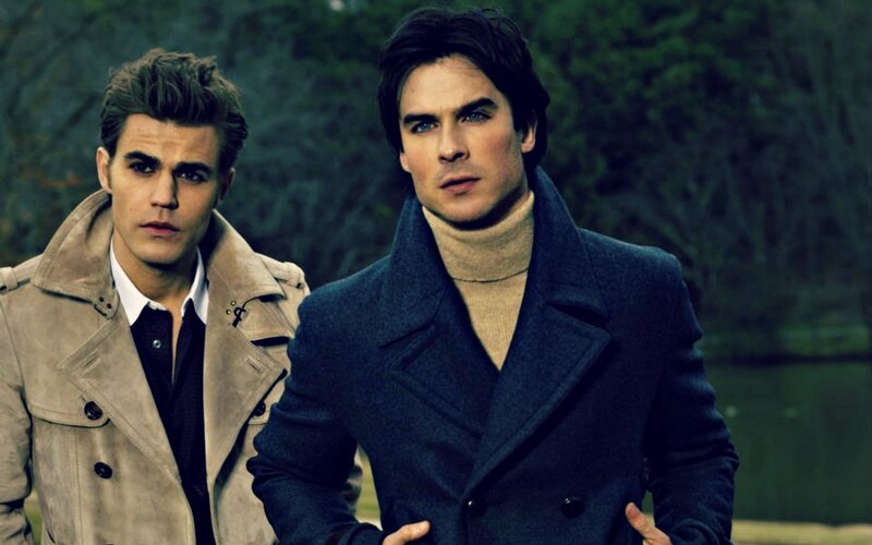 Two Men in Coats — Blue