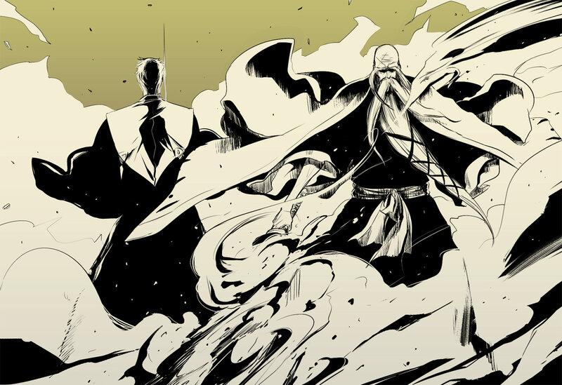 Two Men in Combat — Black, Dramatic, Manga