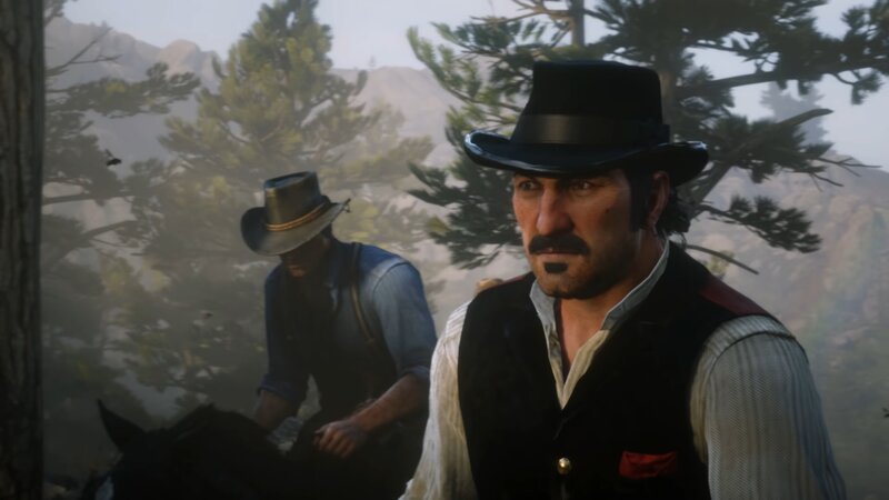 Two Men in Cowboy Hats — Green, Dramatic