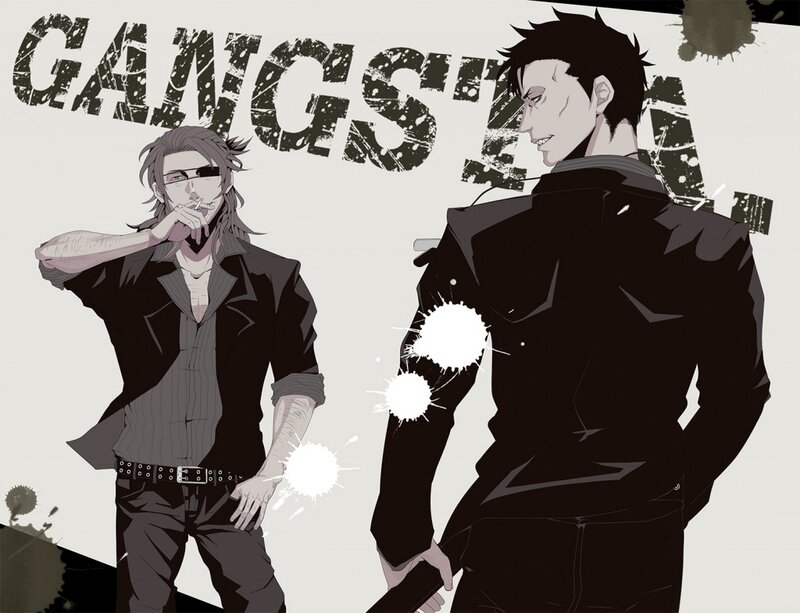 Two Men in Dark Clothing — Black, Dramatic, Manga