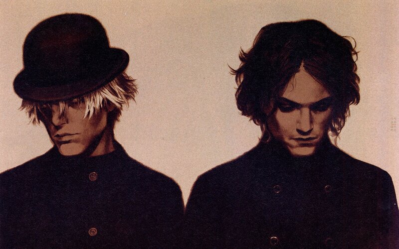 Two Men in Dark Coats — Black, Dramatic, Illustration