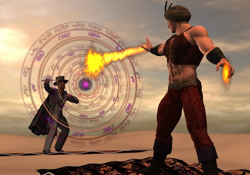 Two Men in Desert Battle