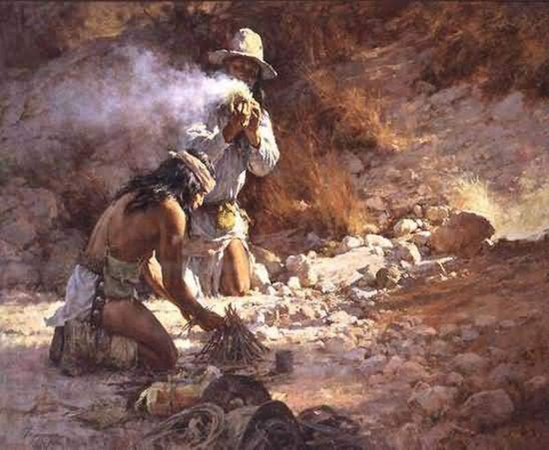 Two Men in Desert — Brown, Dramatic