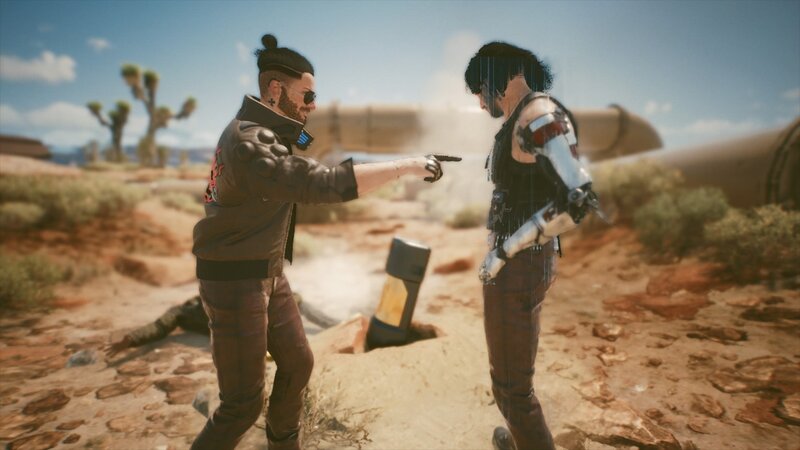 Two Men in Desert — Brown, Tense