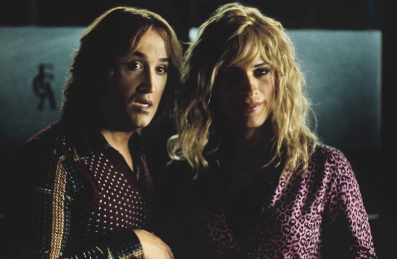 Two men in drag costumes