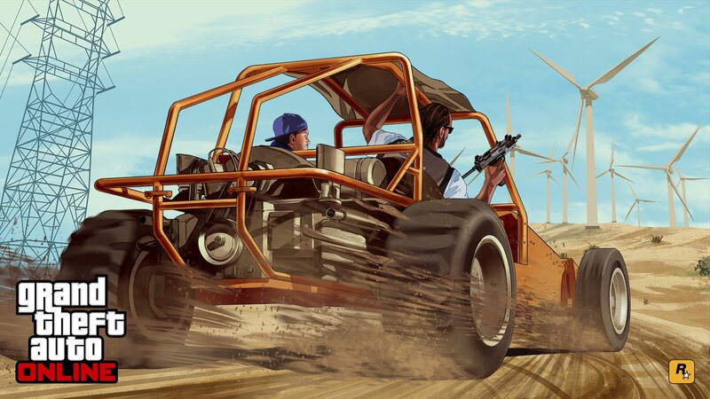 Two Men in Dune Buggy