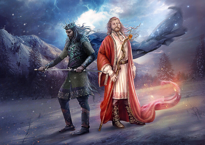 Two Men in Fantasy Attire — Blue