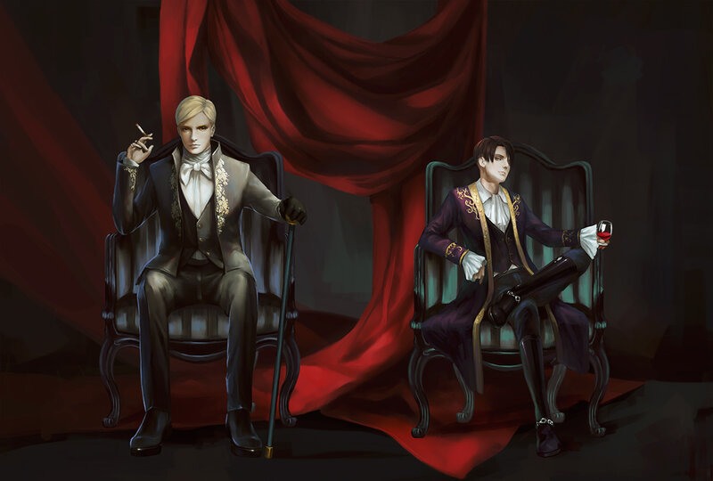 Two Men in Formal Wear — Black, Dramatic, Night