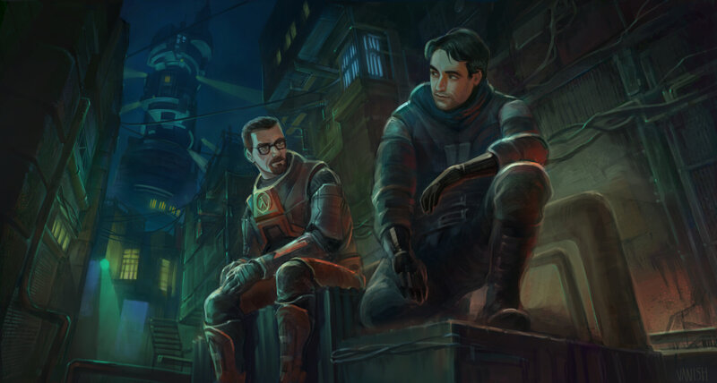 Two Men in Futuristic Armor — Blue