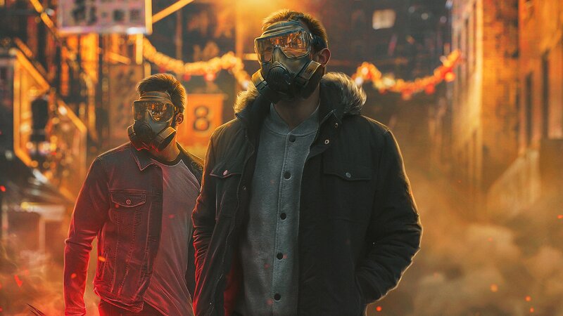 Two Men in Gas Masks