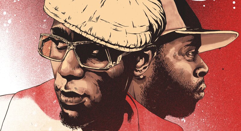 Two Men in Hats — Red