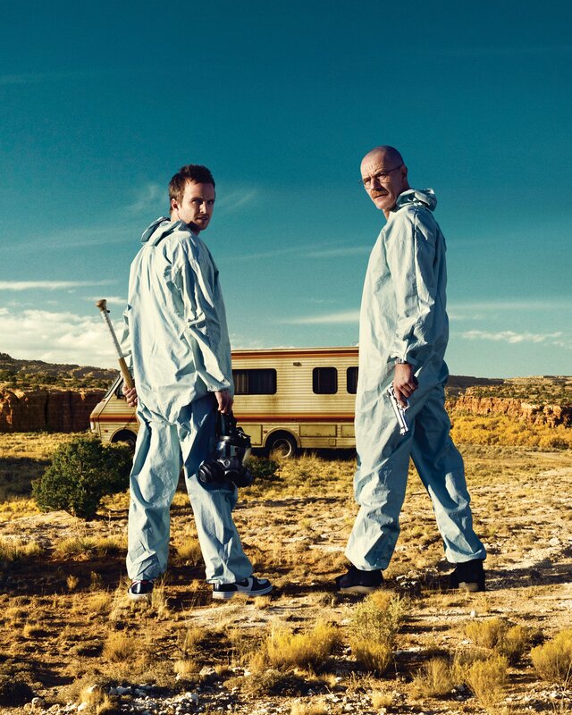 Two men in hazmat suits