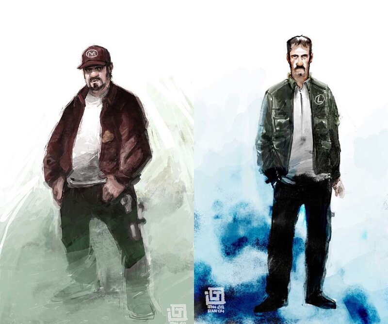 Two Men in Jackets — Green