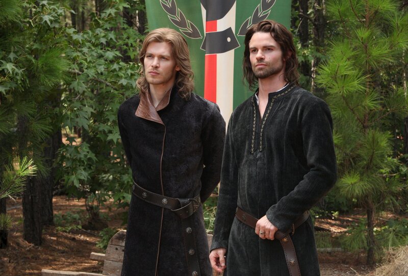 Two Men in Medieval Clothing — Green, Serious