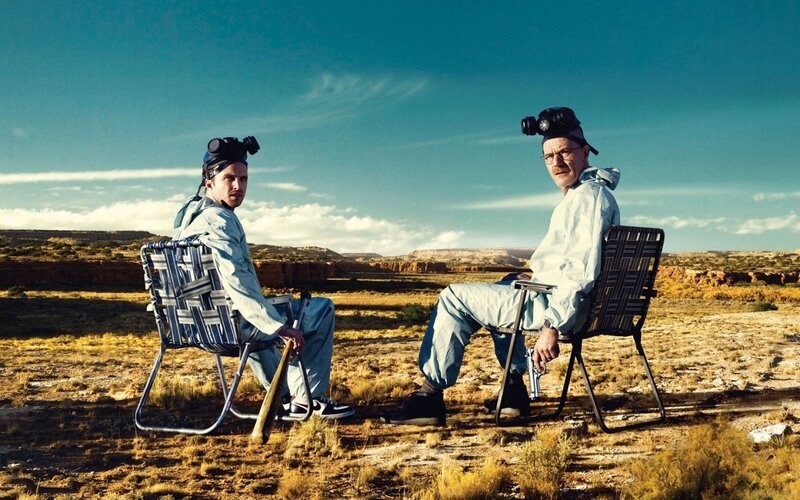 Two Men in Protective Suits — Blue