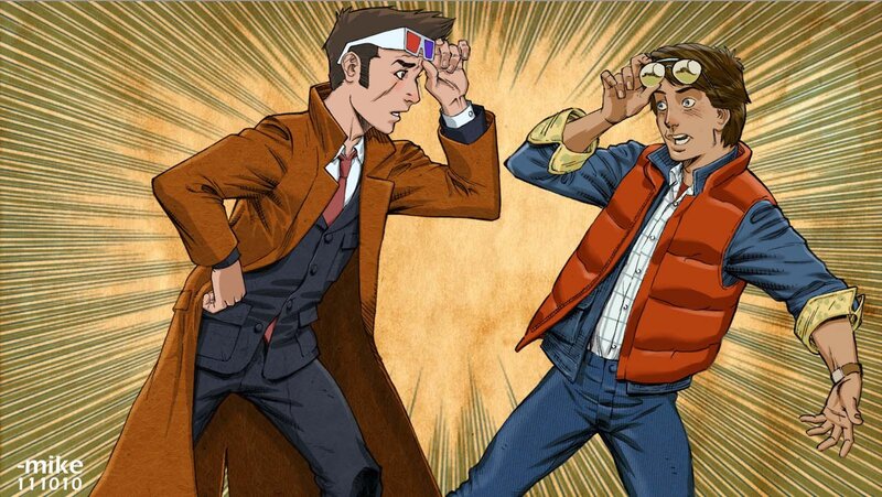 Two Men in Retro Outfits — Brown