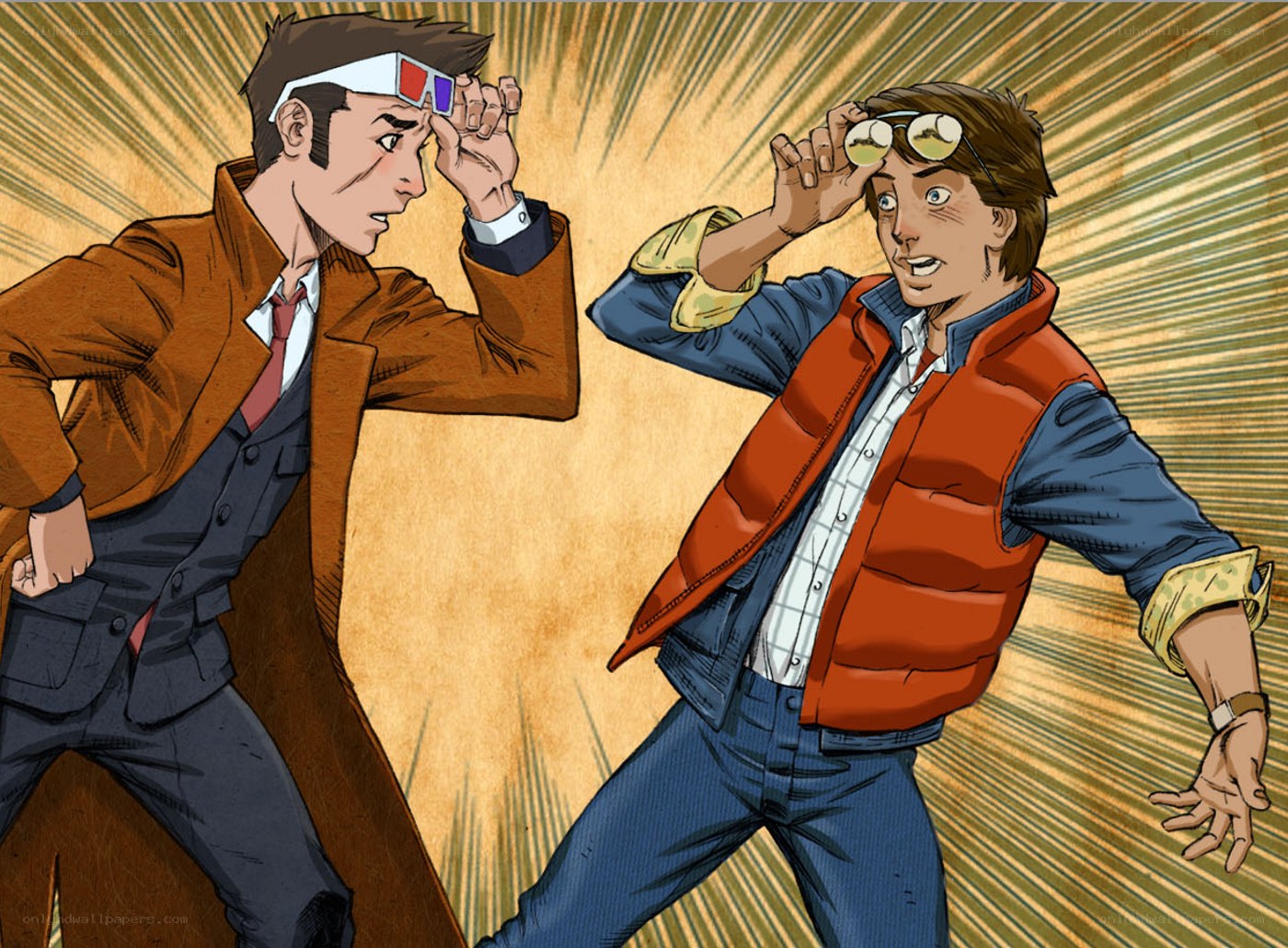 Two men in retro outfits