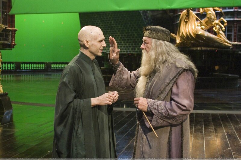 Two Men in Robes — Green, Dramatic, Photograph