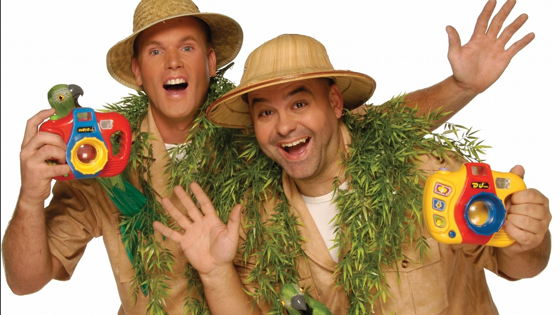 two men in safari hats