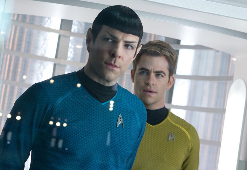 Two Men in Starfleet Uniforms — Blue, Serious