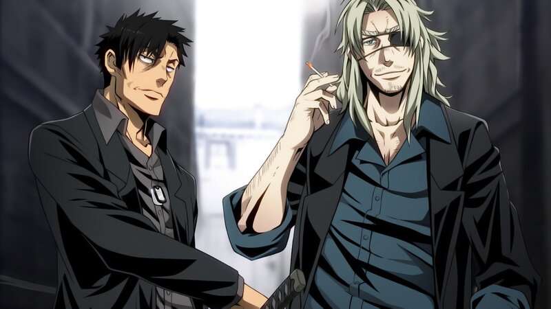 Two Men in Suits — Black, Dramatic, Anime, Cigarette