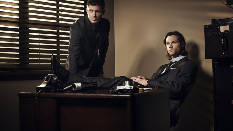 Two Men in Suits — Brown, Dramatic, Photograph