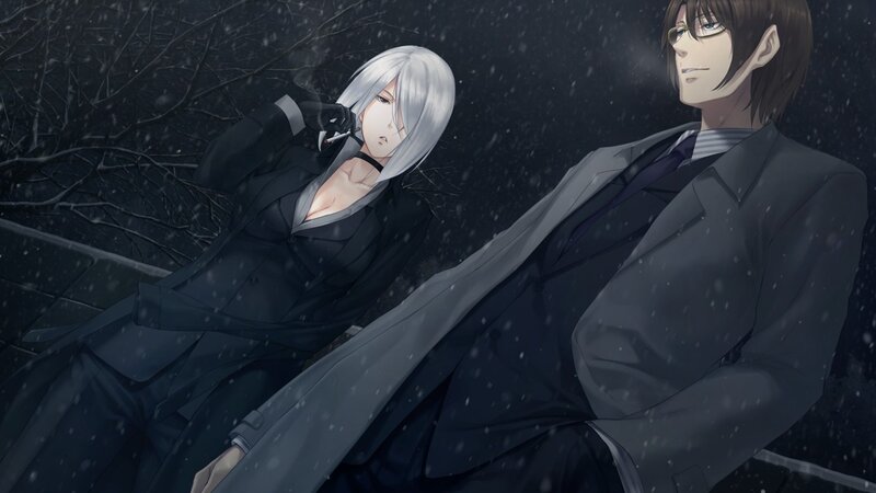 Two men in suits in the snow
