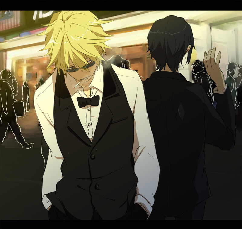 Two men in suits on a city street