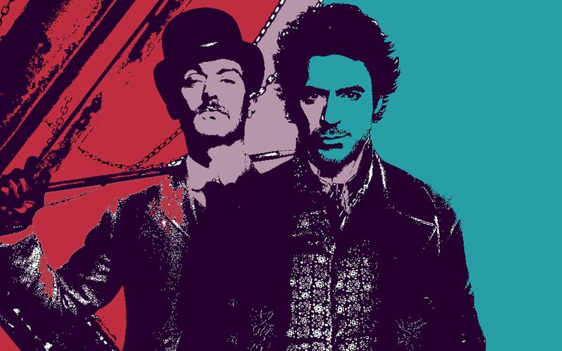 Two Men in Suits — Red, Dramatic, Illustration, Top Hat