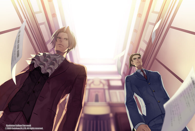 Two men in suits with papers
