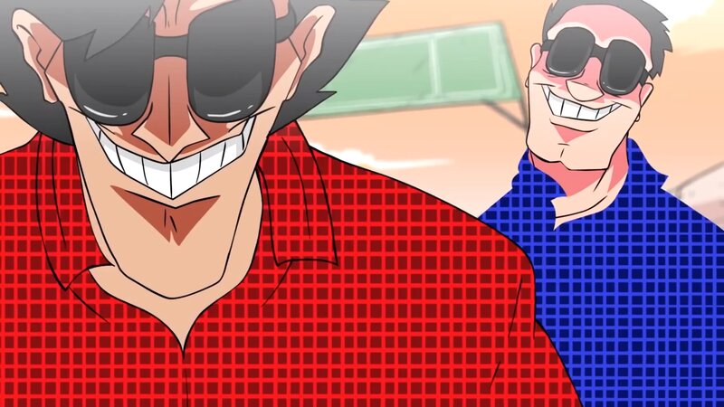Two Men in Sunglasses — Red