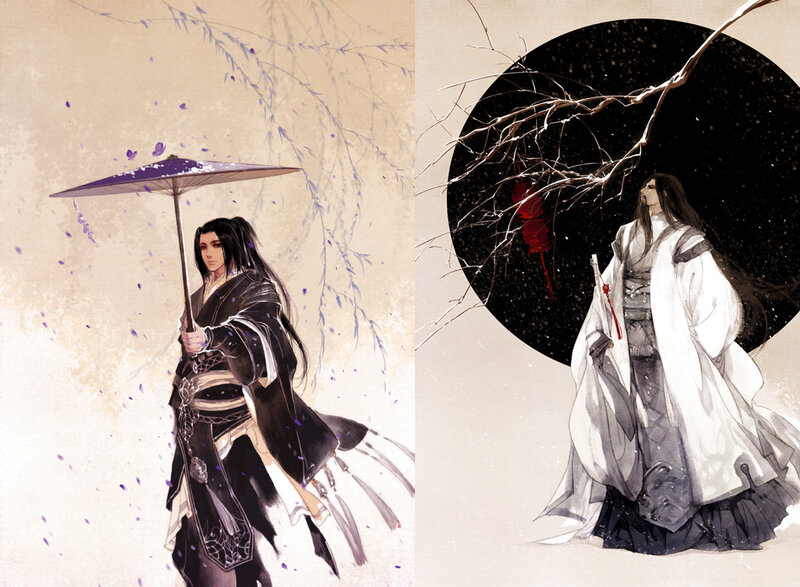 Two Men in Traditional Robes — White