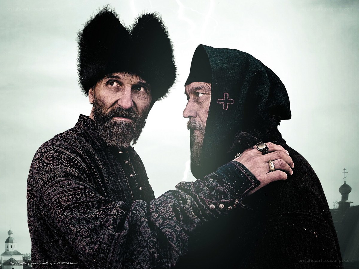 Two men in traditional Russian attire