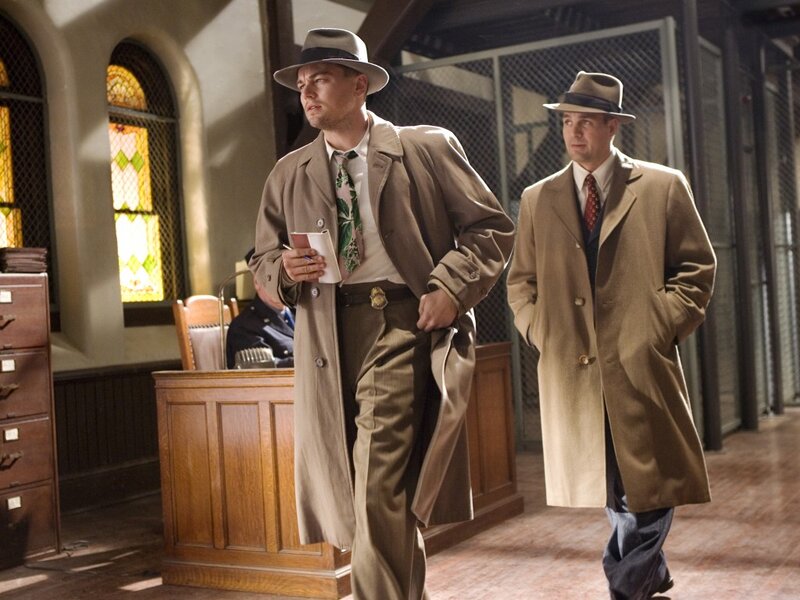 Two Men in Trench Coats — Brown, Dramatic, Photograph