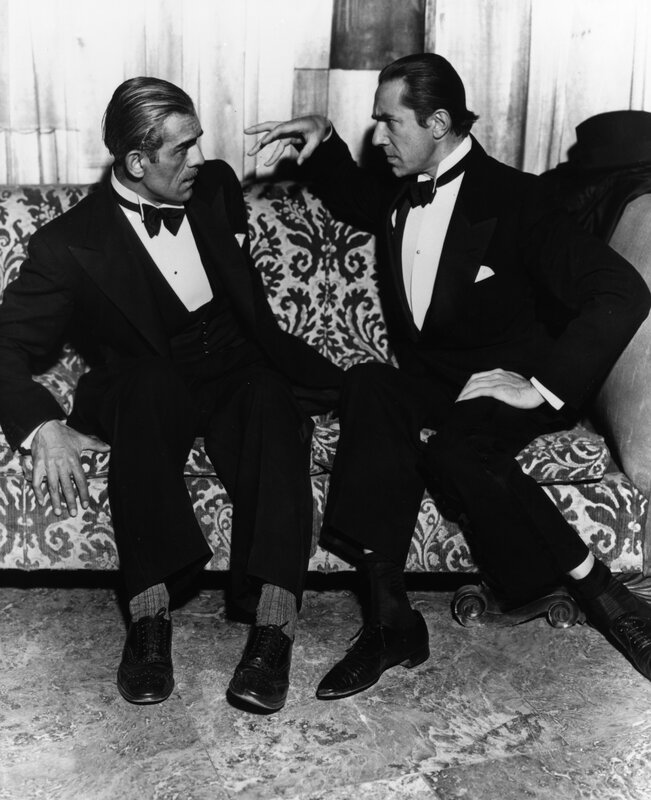 Two Men in Tuxedos — Black, Dramatic, Photograph