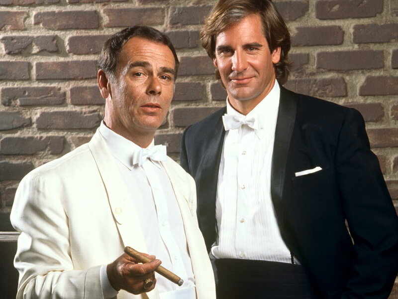 Two Men in Tuxedos — White