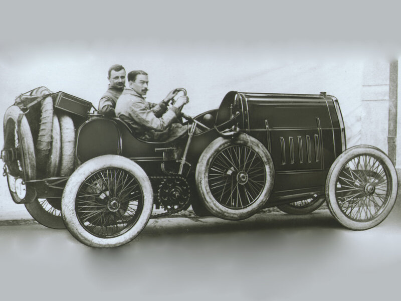 Two Men in Vintage Car — Black