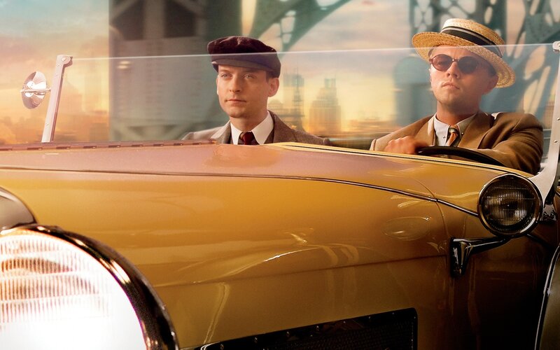 Two Men in Vintage Car — Gold