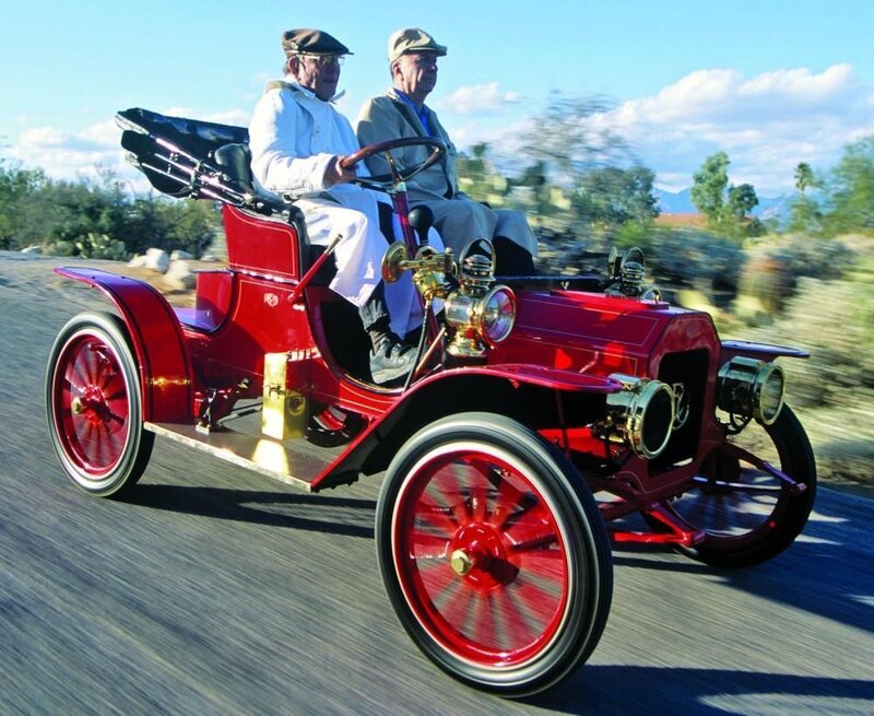 Two Men in Vintage Car