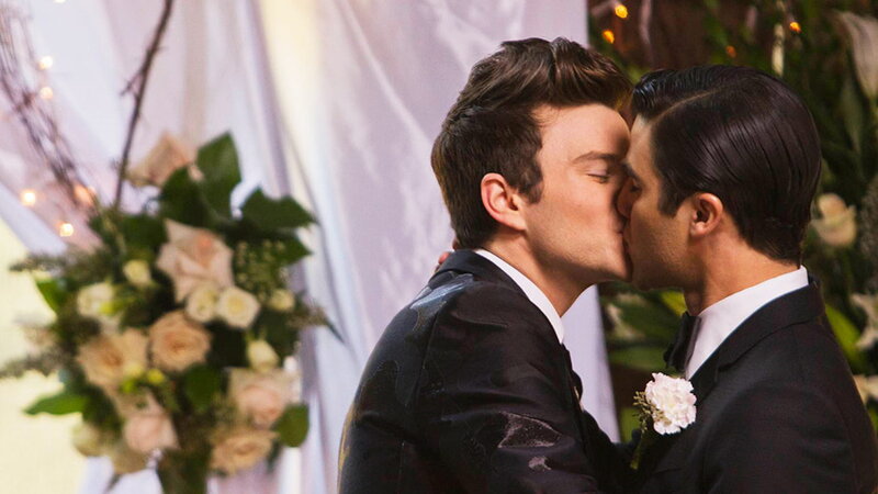 Two Men Kissing at Wedding