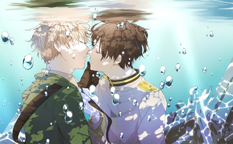 Two Men Kissing Underwater
