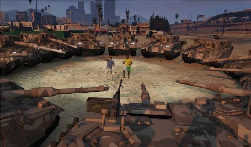 Two Men Near Tanks