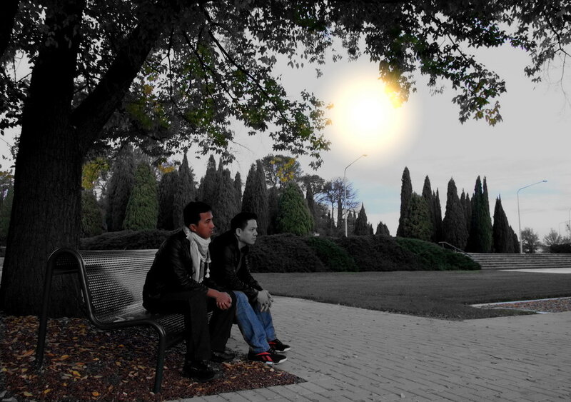 Two Men on a Bench — Black