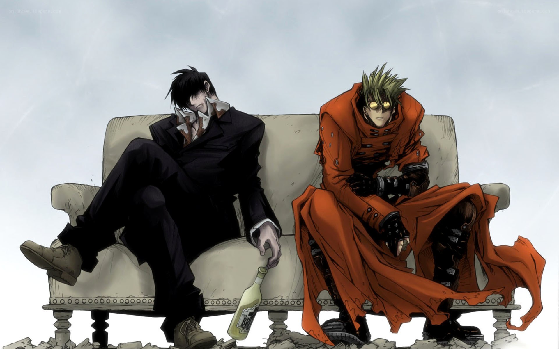 Two men on a couch